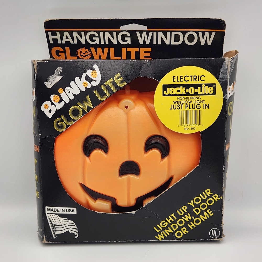 Vintage 1995 Blinky Glow Lite Halloween Jack O Lantern Pumpkin Blow Mold in BOX